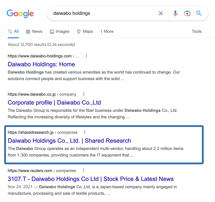 Shared research becoming 3rd in search result