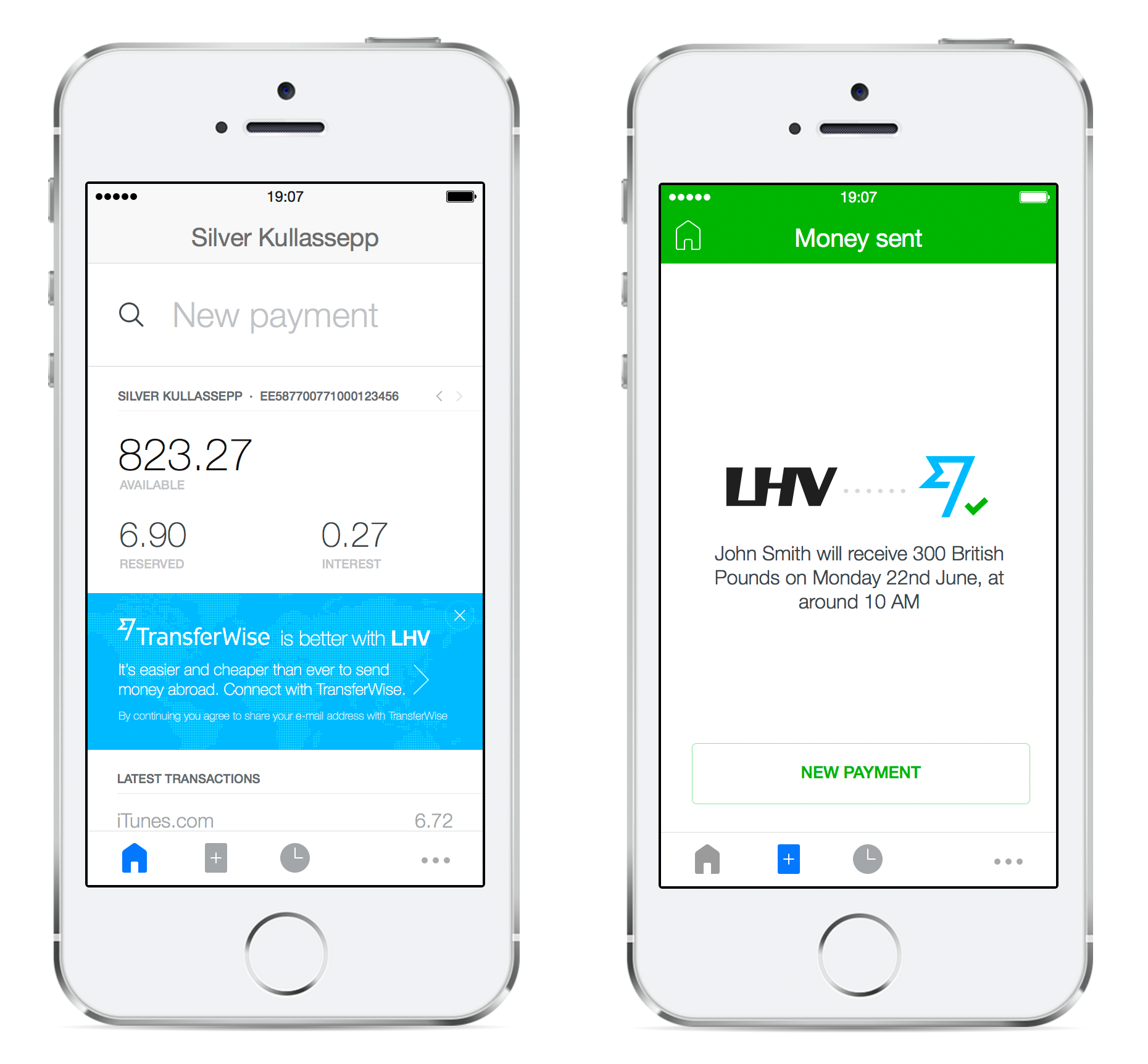 Transferwise LHV example