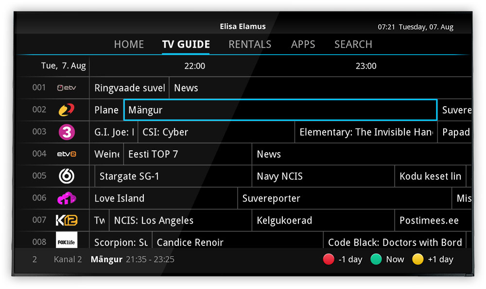 Elisa set top box EPG