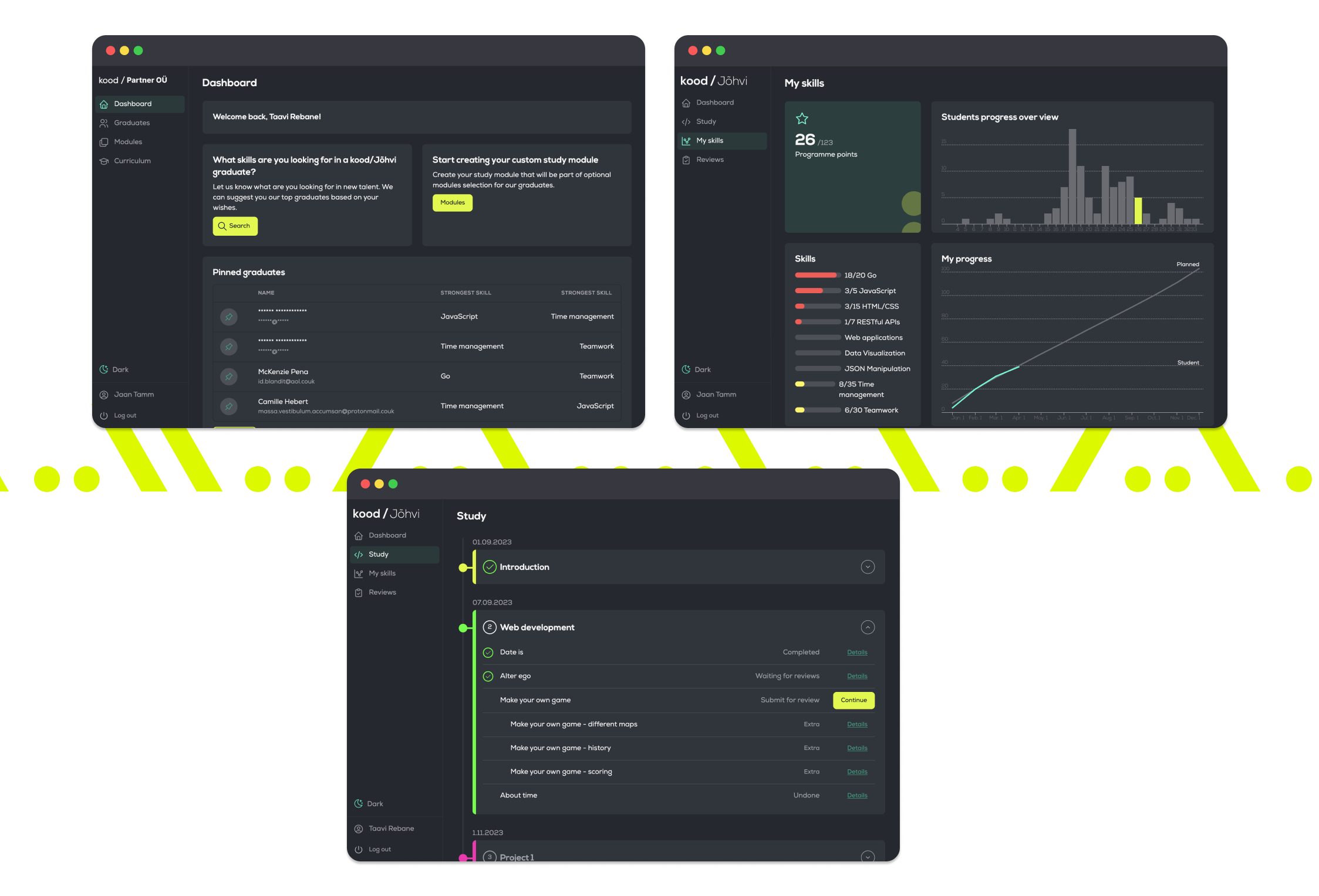 Dark theme visuals from prototype