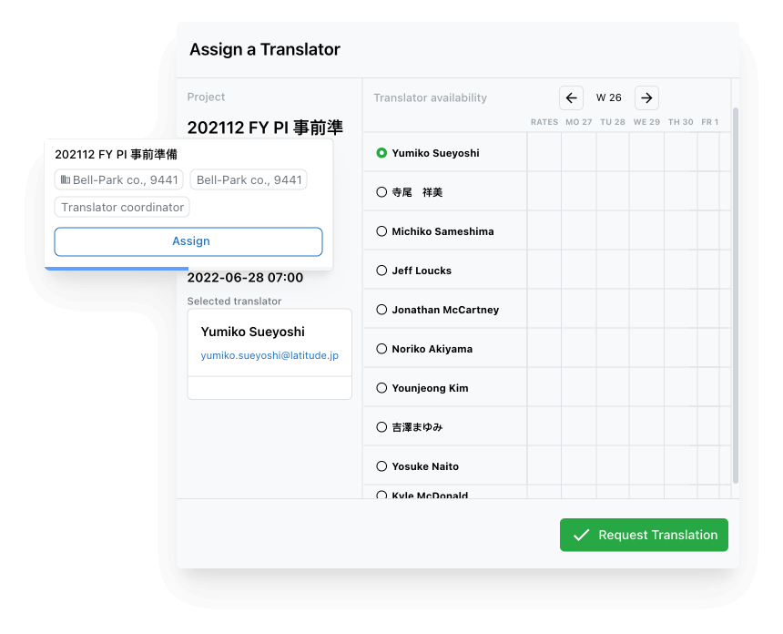 Assign translators