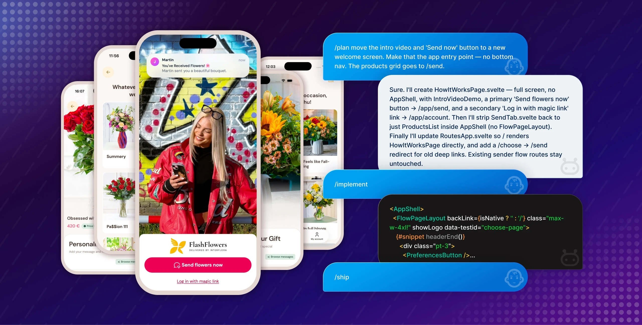 Blog post cover illustration Flowers for a new generation - live in one month with AI as the pair programmer